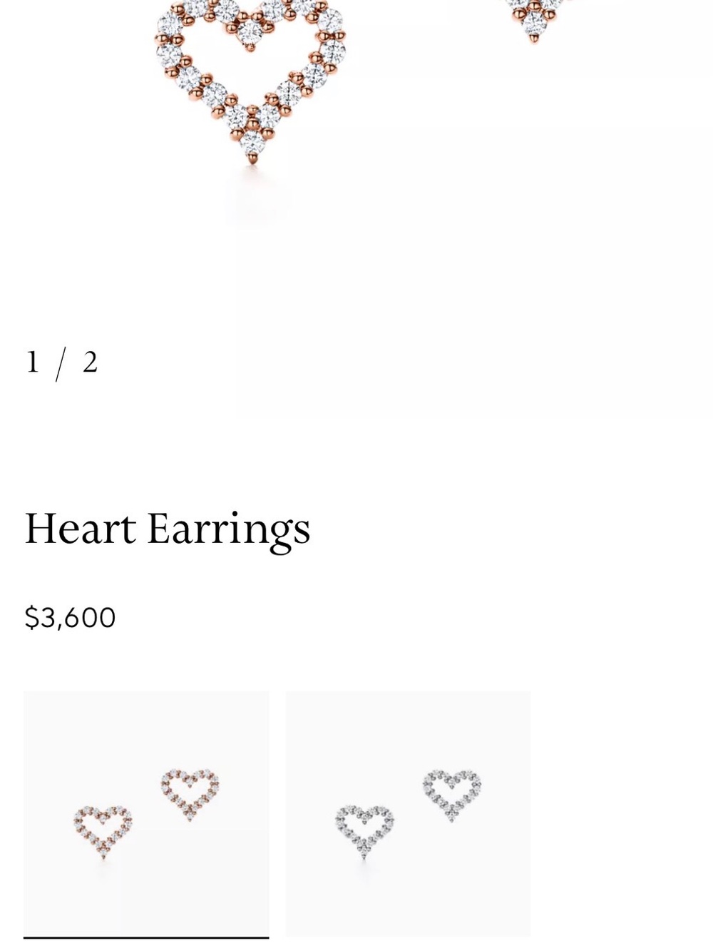 Tiffany & Co. Rose Gold Diamond Heart Stud Earrings - Picture 2 of 5